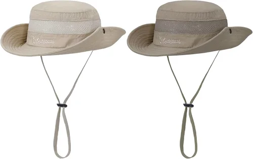 Vista 9 de Sombrero de sol para niños con protección solar UPF 50+, sombrero de pescador para niños y niñas, ala ancha, verano, playa, pesca, safari, sombrero
