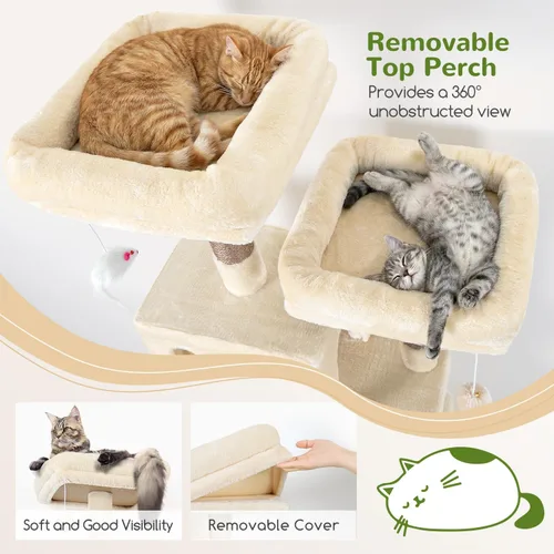 Vista 3 de Globlazer Árbol para gatos alto, torre para gatos de 71 pulgadas para gatos adultos de interior, multinivel, 3 condominios para gatos