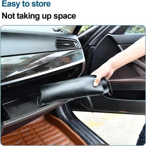 Vista 4 de helloleiboo Parasol para parabrisas de automóvil, protector de visera solar contra rayos UV y calor, reflector plegable, sombrilla para parabrisas