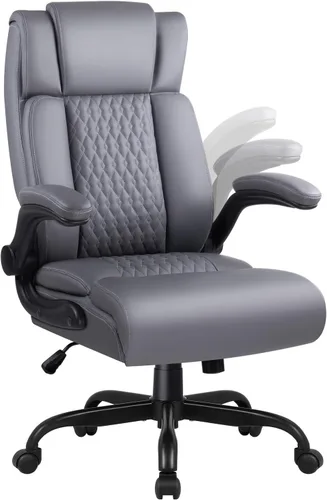 Vista 9 de OFIKA Silla ejecutiva de oficina resistente, reposabrazos abatible, acolchado, silla de juegos de computadora, silla de escritorio de piel