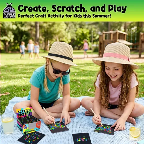 Vista 2 de Mininotas raspables: 150 hojas negras con holograma de brillo plateado o arco iris para niños, hojas para arte y manualidades y garabateo. Incluye