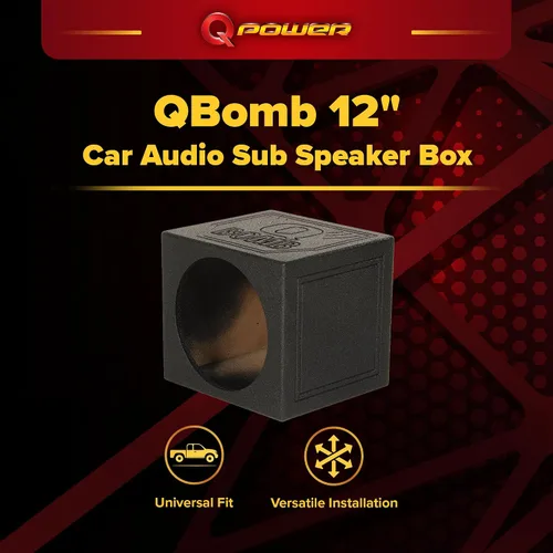 Vista 2 de QPower 12 Pulgadas Caja de Subwoofer Sellada Individual, Caja de Audio para Coche, QBOMB