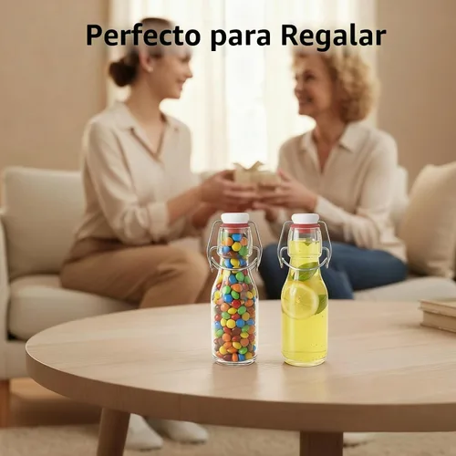 Vista 5 de Ruckae Paquete de 24 botellas de vidrio con tapa abatible de 4 onzas con tapas, botella de vidrio abatible de Kombucha Coquito para jarabe, extracto