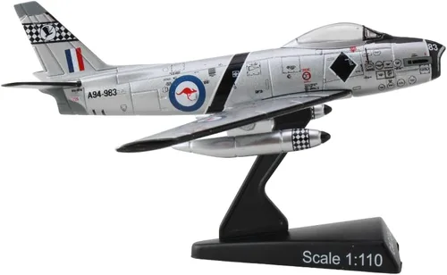 Vista 3 de CAC Avon Sabre Royal Australian Air Force Modelo de avión fundido a presión escala 1/110 con soporte de exhibición, coleccionable altamente