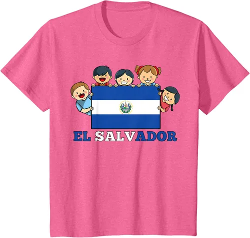 Vista 56 de Camiseta salvadoreña del Mes de la Herencia Hispana con la bandera de El Salvador para niños, Negro