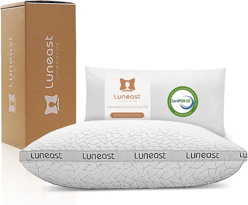 Vista 15 de Almohadas de espuma viscoelástica para dormir, almohada de cama ajustable y transpirable para dormir de lado, espalda y estómago, funda de almohada