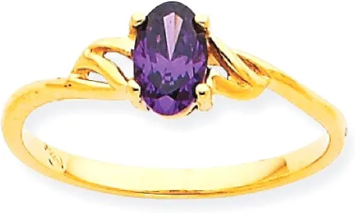 Vista 10 de Anillo de oro amarillo de 10 quilates con piedra natal de amatista morada tamaño 700 de piedra de febrero joyería fina para mujeres regalos