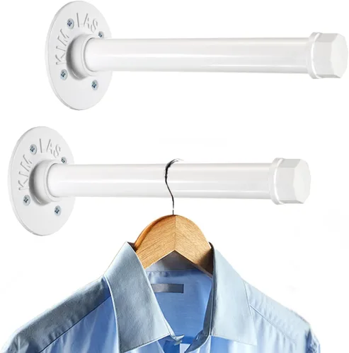 Vista 18 de Sumnacon 2 Piezas Barra de Ropa de Tubo Industrial de 5.9 Pulgadas – Perchero de Metal Rústico de Servicio Pesado con Tornillos, Soporte para Ropa