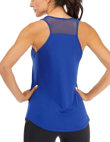 Vista 13 de Fihapyli ICTIVE - Camiseta sin mangas de entrenamiento para mujer, de malla transpirable, espalda cruzada, sin espalda, para correr Albaricoque