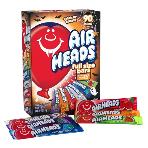 Vista 12 de Airheads Dulces, sabores de frutas surtidos, caja de cine, barras de tamaño completo envueltas individualmente, sin fusión, 6 barras por caja, 12