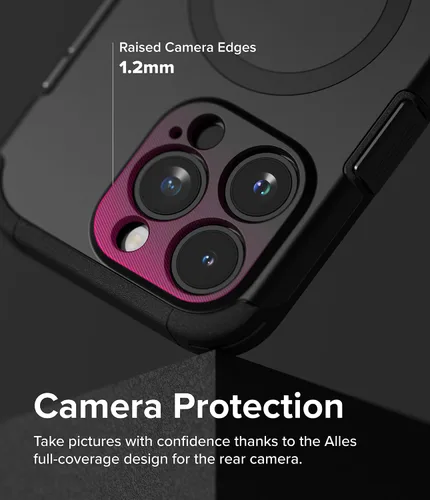 Vista 7 de Ringke - Funda para iPhone 15 Pro Max [todo negro] Compatible con MagSafe, funda protectora con soporte, imán potente, protección mejorada