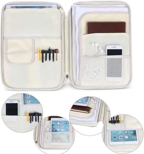 Vista 5 de JAKAGO Cartera de viaje A4 Organizador de documentos multifuncional con cremallera para suministros de oficina (azul)