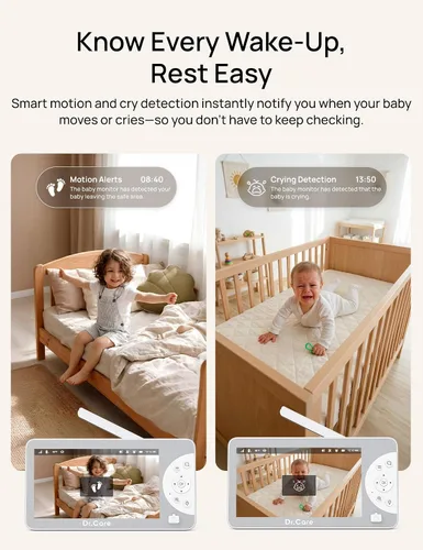 Vista 5 de Dr.Care LumiView Max Smart WiFi Baby Monitor – 7 pulgadas 1080P FHD y cámara 2K, modo de privacidad, detección de llanto y movimiento, batería