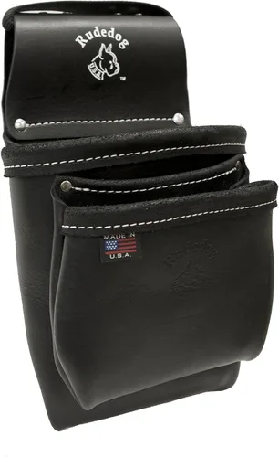 Vista 3 de Bolsa de herramientas profesional de cuero con 2 bolsillos, construcción de alta calidad/resistente, Rudedog USA #1042
