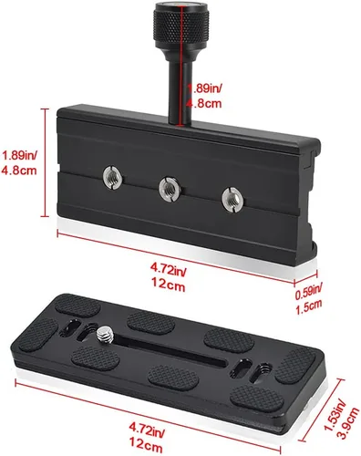 Vista 2 de fotoconic Adaptador de abrazadera de placa de arrendamiento rápido de tornillo de 4.724 in de 1/4 de pulgada con tornillos de 1/4-3/8 pulgadas