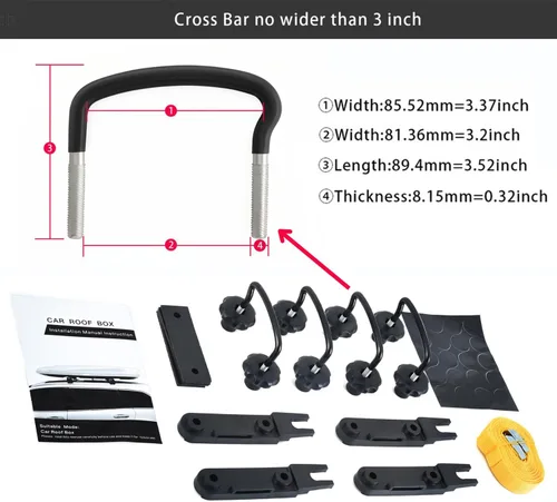 Vista 7 de Caja de transporte de carga de techo de 13 pies cúbicos, techo duro resistente de Shell with Security Keys, Waterproof Rooftop Cargo Box, 56 (L) x