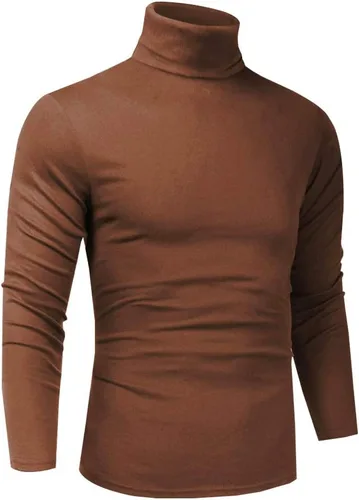 Vista 105 de Camiseta de manga larga para hombre, ajustada, ligera, con cuello de tortuga