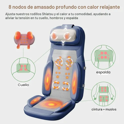 Vista 2 de Rainwolf Almohada Masajeadora Shiatsu para Cuello y Espalda con Calor - Masajeador de Tejido Profundo 4D con Amasamiento Completo para la Espalda