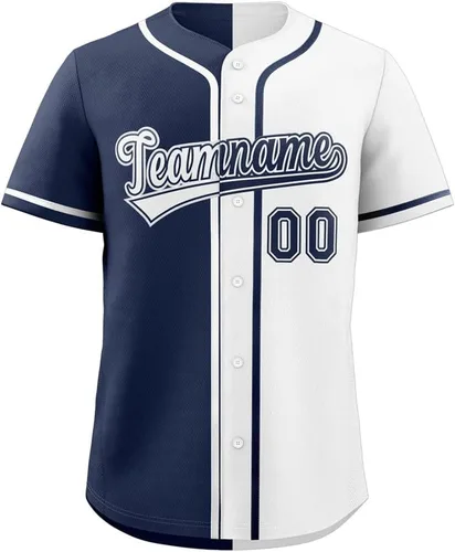 Vista 40 de Camiseta de béisbol dividida personalizada con botones y número de nombre cosido personalizado para hombres/mujeres/niños