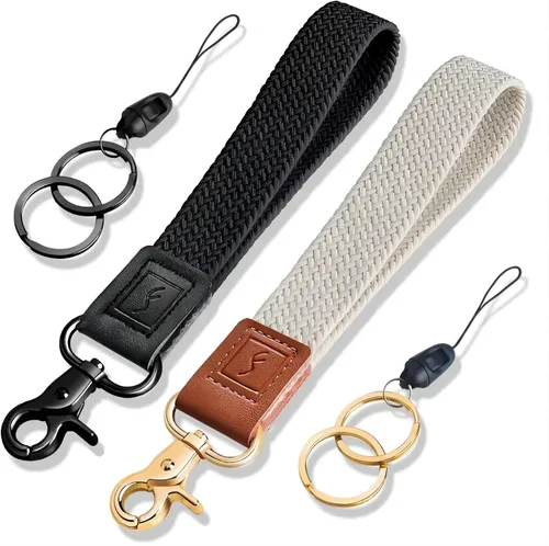 Vista 17 de Fishent Llavero de Muñeca Elástico, Cordones de Muñeca Trenzados Lindos para Llaves, Soporte de Llavero para Mujeres y Hombres, Correa de Muñeca