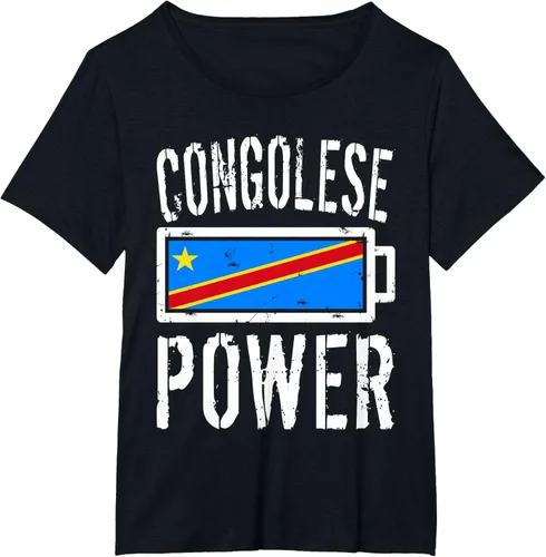 Vista 27 de Camiseta de batería de energía congoleña con bandera de República Democrática del Congo, Negro, S