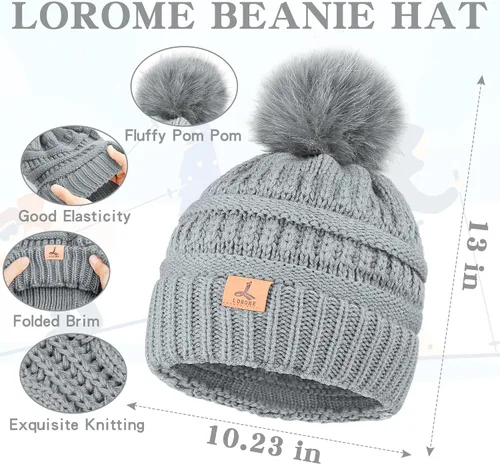 Vista 2 de Winter Hat Scarf Gloves and Ear Warmer, Warm Knit Beanie Hat Touch Screen Gloves Set Winter Gifts Neck Scarves for Women