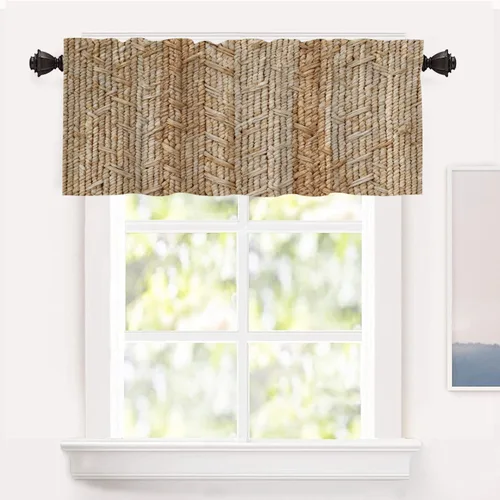 Vista 31 de Shrahala Cortinas rústicas de granja para ventanas de cocina, textura de cesta tejida, paneles de cortina rústica para ventana de granja, poliéster