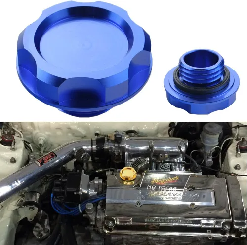 Vista 8 de Dewhel Tapa de Tanque de Llenado de Aceite de Motor Billet para Honda Acura Civic TL Color Negro