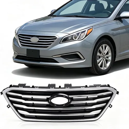 Vista 23 de PIT66 Conjunto de parrilla delantera cromada compatible con Sonata 2011 2012 2013 HY1200154 863503S100