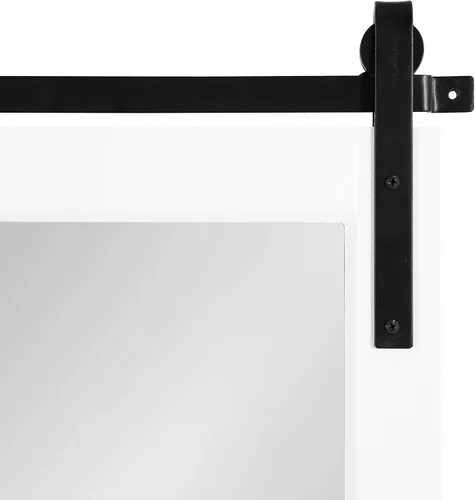 Vista 6 de Kate and Laurel Skylan - Espejo de pared decorativo de madera con marco de granja, 38 x 27 pulgadas, blanco y negro; espejo de pared de transición 0