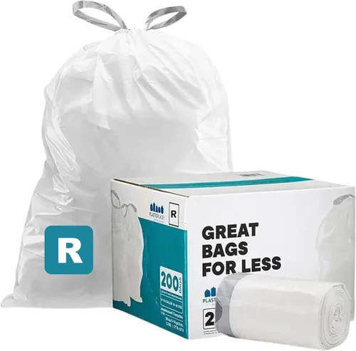 Vista 9 de Plasticplace Bolsas de basura de ajuste personalizado, compatibles con Simplehuman Code R (100 unidades) forros de basura blancos con cordón de 2.6
