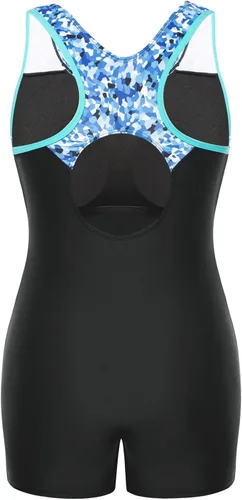 Vista 7 de Hanna Nikole Traje de baño deportivo Boyleg de una pieza para mujer, talla grande, cobertura completa, traje de baño de entrenamiento con espalda