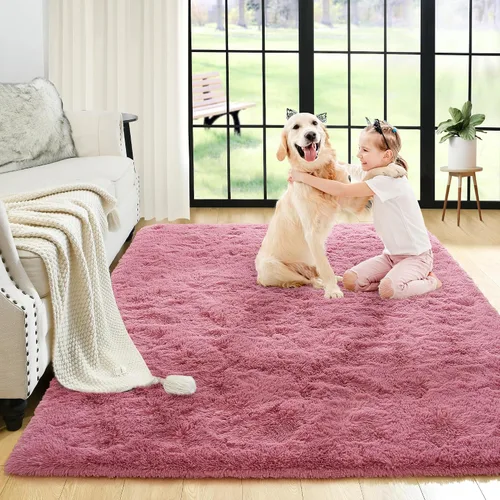 Vista 53 de Noahas Alfombras de Área Grandes y Esponjosas de 5x8 pies para Sala de Estar y Dormitorio, Alfombra Gruesa de Pelo Largo Beige y Blanca, Alfombra