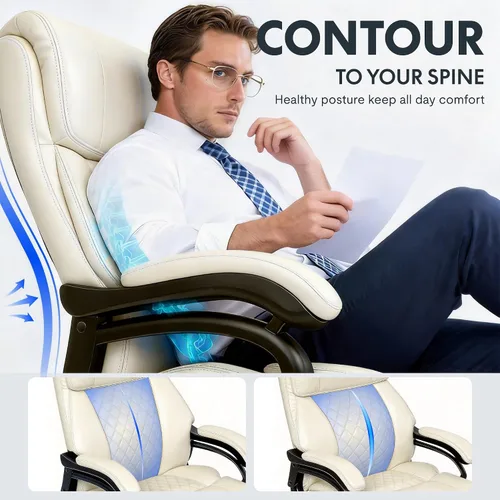 Vista 3 de FLEXISPOT Silla de oficina grande y alta de 500 libras para personas pesadas, silla de computadora de respaldo alto resistente con reposabrazos