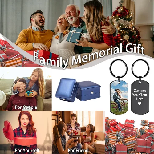 Vista 7 de Llavero personalizado con imagen, llavero personalizado con foto, texto grabado, regalo conmemorativo familiar personalizable