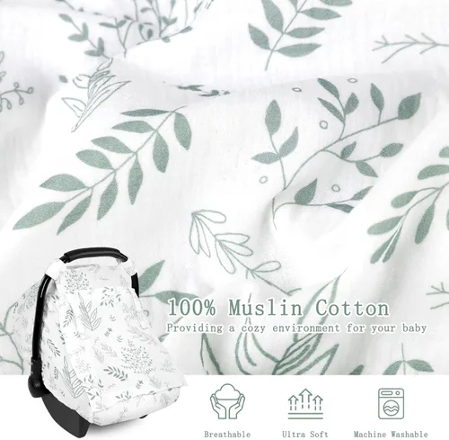 Vista 2 de Funda de muselina para asiento de automóvil para bebé con ventana de malla extragrande, funda transpirable para asiento de automóvil infantil