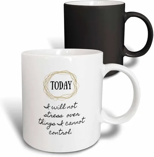 Vista 13 de 3dRose Image of Today I Will Not Stress Over Things I Cannot Control - Taza negra de dos tonos de 11 oz