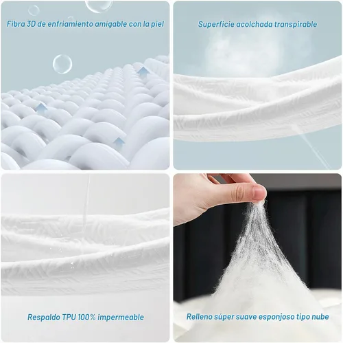 Vista 8 de Cozymaker Protector de colchón 100% impermeable, tamaño individual, funda de colchón refrescante ajustable de 8 a 21 pulgadas, bolsillo profundo