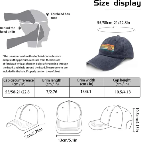 Vista 3 de devor Gorras de béisbol con diseño de Capybaras para hombre con estampado de mezclilla ajustable