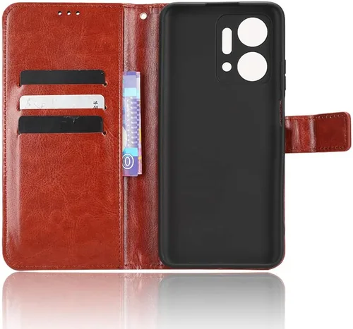 Vista 4 de Funda para Honor X7a Funda de cuero, con tapa para Honor X7a RKY-LX2 Funda Marrón