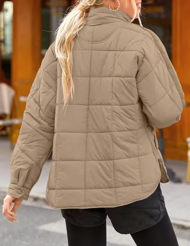 Vista 6 de LEANI Women's Oversized Lightweight Puffer Jackets Long Sleeve Zipper Short Down Coat with Pockets