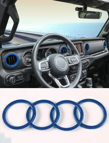Vista 16 de Savadicar - Accesorios de interior negros - Cubierta de anillo de rejilla de ventilación de aire acondicionado para Jeep Wrangler JL JLU 4XE