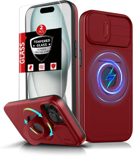Vista 79 de Funda magnética para iPhone 11 Pro compatible con carga inalámbrica MagSafe, con 2 protectores de pantalla, anillo kickstand de 360° integrado +