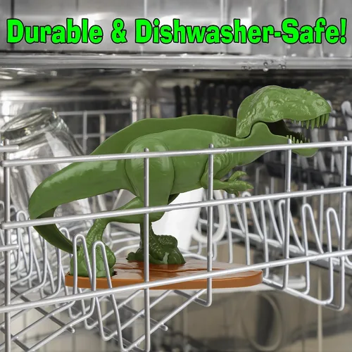 Vista 4 de Funwares Tacosaurus original - Soporte para tacos de dinosaurio, divertido y práctico regalo de elefante blanco, capacidad para 2 tacos