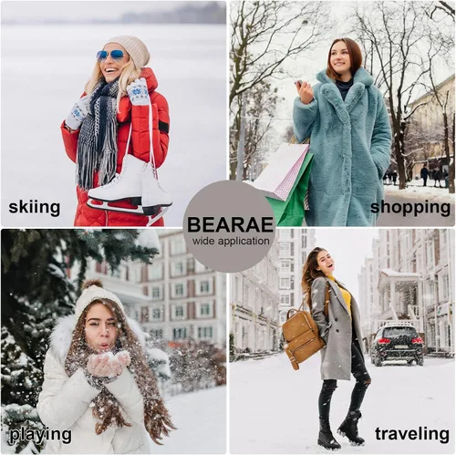 Vista 6 de Gorro de punto holgado para mujer, con forro polar cálido, gorro elástico con visera