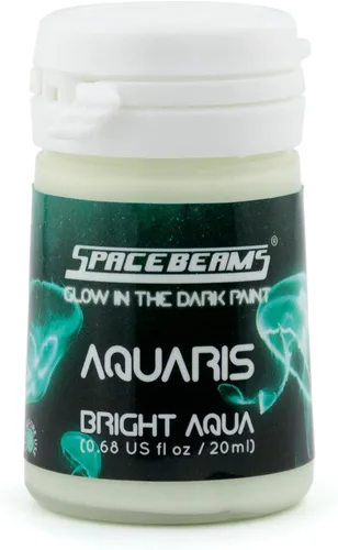 Vista 4 de SpaceBeams Aquaris - Pintura que brilla en la oscuridad (0.68 onzas líquidas) Bright Aqua Glow (azul claro/turquesa), no tóxica, a base de agua
