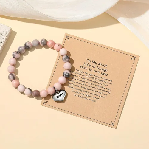 Vista 3 de MIXJOY Regalos para mujer con texto en inglés "Life is Tough But So Are You", pulsera de piedra natural, regalos de relajación antiansiedad