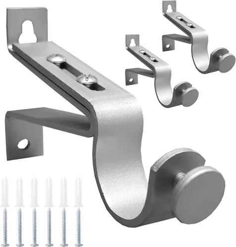 Vista 9 de Soportes de barra de cortina ajustables, se adaptan a barras de hasta 1 pulgada, 1-1/8 pulgadas, soporte extensible para barra de cortina resistente