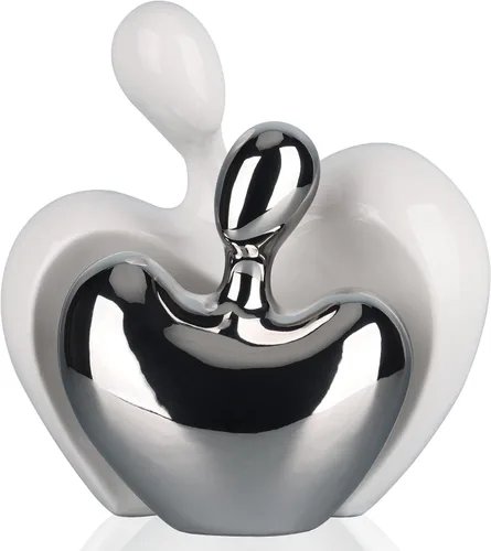 Vista 9 de Estatua de amor de cerámica, pareja masculina y femenina abrazando escultura, decoración del hogar en blanco y negro, boda para padres, figuras