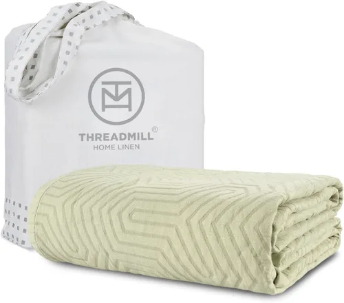 Vista 19 de Threadmill Mantas de algodón de lujo para cama de tamaño Queen Manta de tamaño Queen 100% algodón para todas las estaciones Aster Jacquard